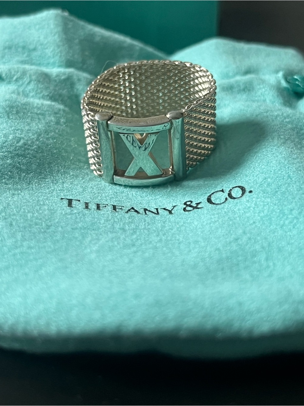 Tiffany & Co. Sometset Signature Atlas Mesh Ring Silver